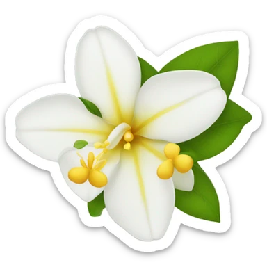 Apple Emoji Jasmine's flower with white petals and a yellow center of stamens sticker