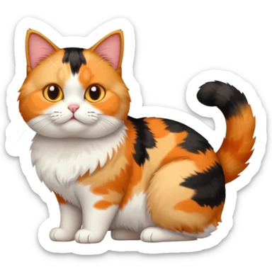 full body calico cat with small head and short but chubby body sticker