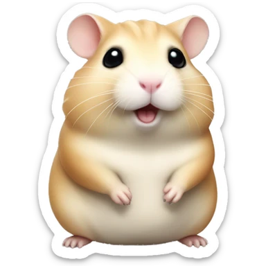 realistic fat chubby beige hamster standing on its hind legs with black eyes and whiskers sticker
