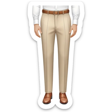 beige dress pants with only white vertical stripes, no horizontal lines, formal trousers with cuffed hem, pinstripe pattern, no grid or checks, isolated garment only sticker