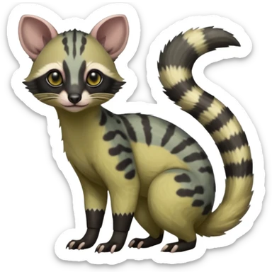 Rare realistic cool cute epic aesthetic colorful Amaura-Bayleaf-Civet-Genet-species-Fakemon-hybrid-creature, with markings, full body sticker