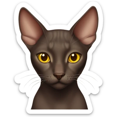Chocolate oriental cat with yellow eyes sticker