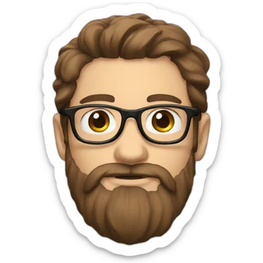 guy with very tall beard and side brown hair and glasses sticker