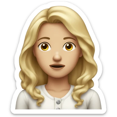 dirty blonde hair girl giving a concerned look sticker