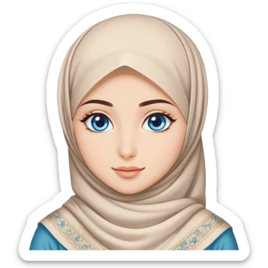 Turkish beautiful finish Konya girl blue eyes with hijab and cultured dress sticker