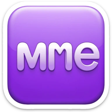 3D text that spells "me" in a shiny purple font sticker sticker