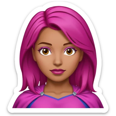 Latina superwoman with brown hair roots and fuchsia hair sticker