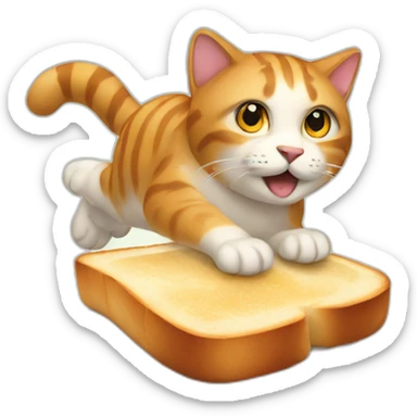 large cat flying on a piece of toast sticker