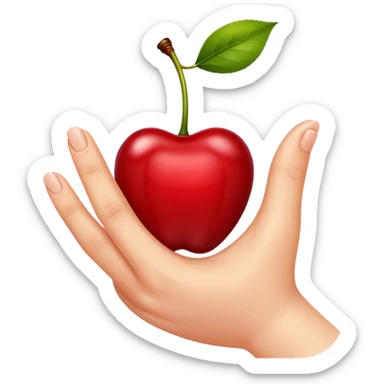 a cherry pinched between two fingers sticker