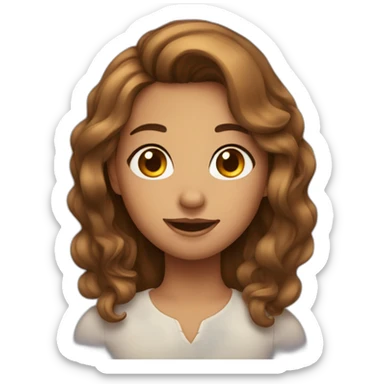 girl, with hair, a little wavy and long, a little tanned, brown eyes. sticker