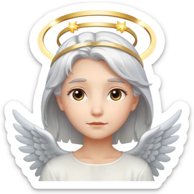 Angel with silver hair and glowing halo sticker