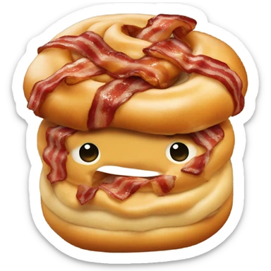 One Cinnamon bun with two pieces of bacon on top sticker