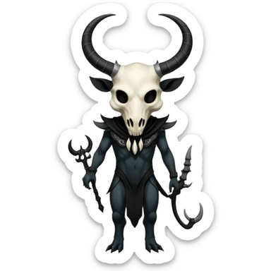 Shiny Dark Edgy  Inteleon-Amaura-Fakémon-hybrid-creature (full body) with a horned animal-skull-mask sticker