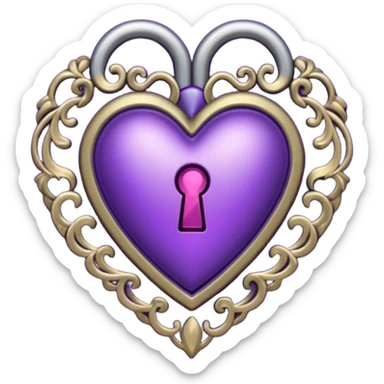 gothic heart with ornate keyhole and purple accents sticker