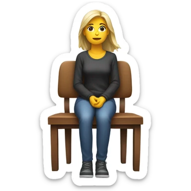 Female on the edge of her seat waiting sticker