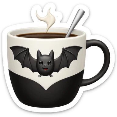 a coffeecup with a bat on it sticker