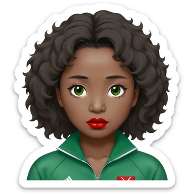 Han Mi-nyeo: Age Late 80s
Appearance: A crazy woman with many wrinkles face, frizzy, very messy dark brown hair and dramatic red lipstick.
Outfit: Green player tracksuit sticker