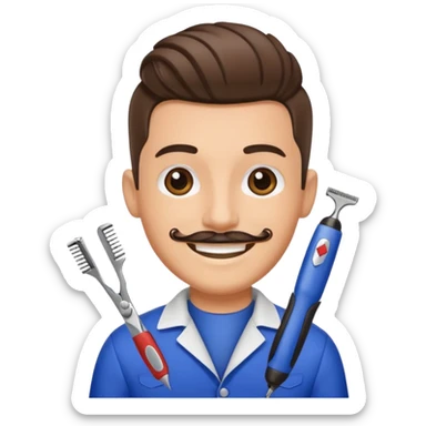 barber with clipper sticker