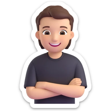 iOS memoji of a teen smiling, wearing black shirt sticker