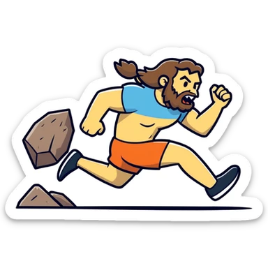 Cross fitter running away from caveman sticker