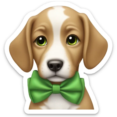 Baby dog with a Green bow on the neck sticker