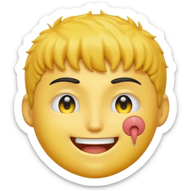 A yellow emoji of the anime character Guts from the anime Berserk with one eye closed sticker