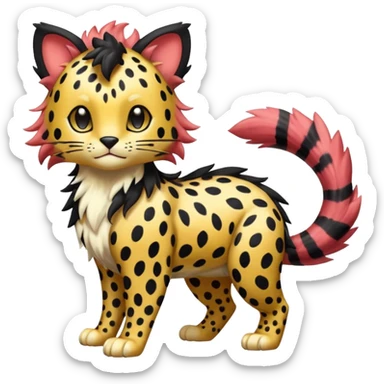 Glossy Sparkly Gembonded Spotty Stripy Hairy Floofy-Poofy Liepard-Linoone-Litten-Pokémon-fusion-creature (full body) sticker
