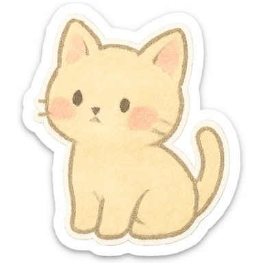 small pastel kitten silhouette, Japanese hand-drawn soft sticker style, full object, transparent background, with blushing cheeks sticker