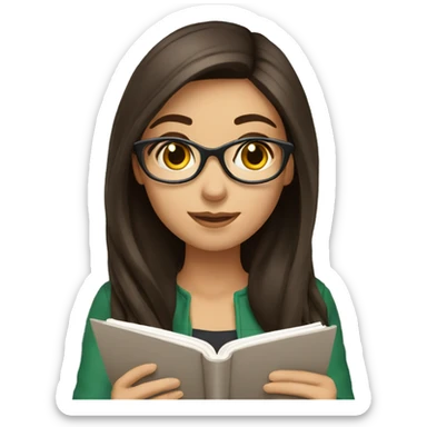 Pretty brunette woman studying sticker