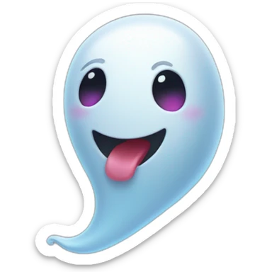 a funny little ghost who sticks out his tongue sticker