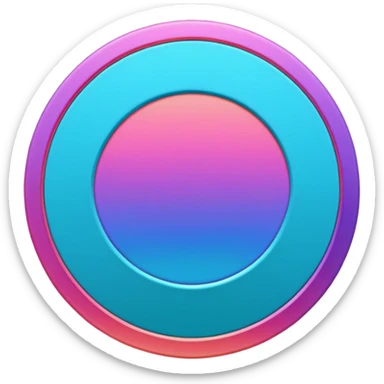 Credit coin in gradient of turquoise, blue, pink, purple, and coral as the main surface 3d rotate sticker