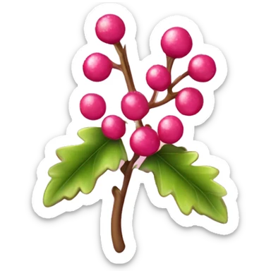 Tiny pink mistletoe with glittery leaves and cute heart-shaped berries sticker
