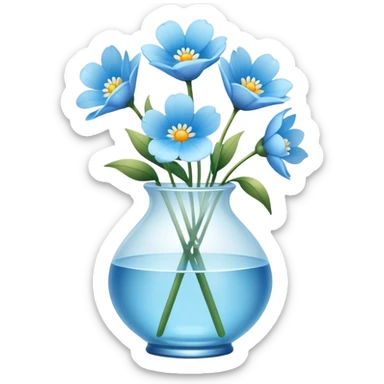 Light blue flowers in vase sticker