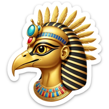 Egyptian sun god Ra with falcon head and sun disk sticker