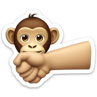 Generate a close up of a monkey shaking a human hand. Handshake emoji. sticker