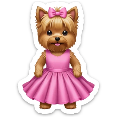 Yorkshire terrier con vestido rosa sticker