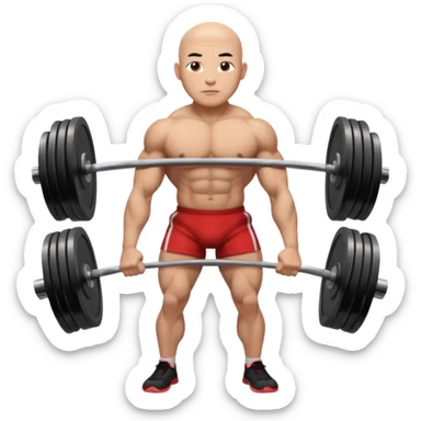bald asian man deadlifting sticker