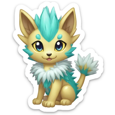 Anthro Scalie Spiky Cool Edgy Magical Petite Shiny Colorful Pastel Glitter Sparkle Anime Chibi Fantasy-Animal-Fakémon-Pokémon-Hybrid Fur Sona Aesthetic Trending Style Full Body sticker