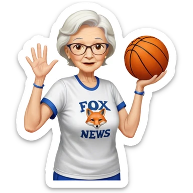 White Fox News Grandma dunking basketball  sticker
