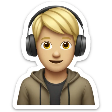 Blonde boy listening to headphones sticker