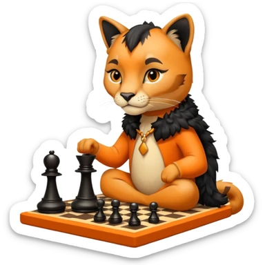 full body puma chess player sticker