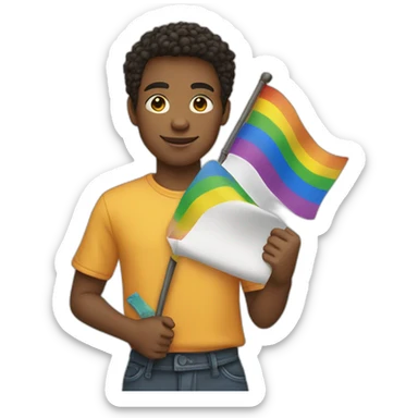 A teenager who holds the gay flag sticker