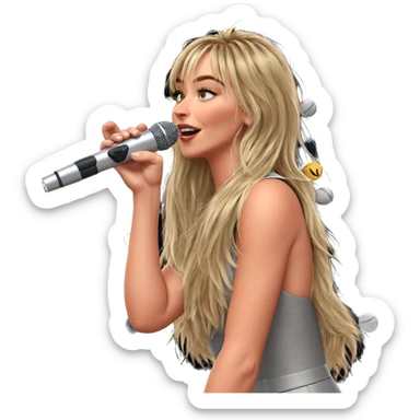 girl singing with microphone sticker