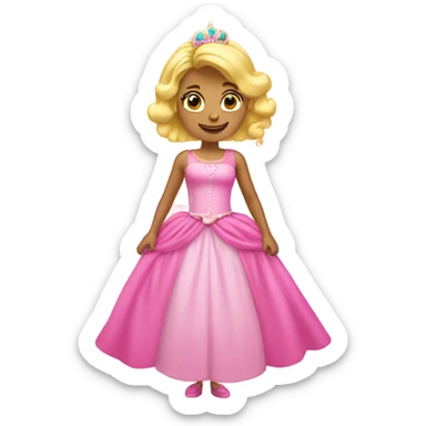 Blond girl with a big pink princess dress and a rainbow above her sticker