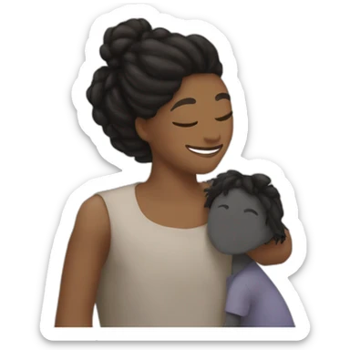 Simon Baker hug a black girl brown eyes and sblack hair in a bun sticker