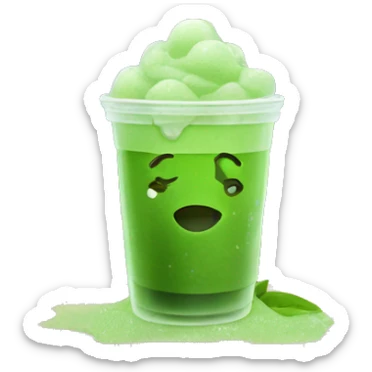 Iced matcha in a cute clear up  sticker