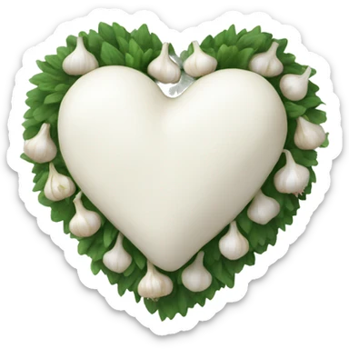 white heart adorned with garlic garland sticker