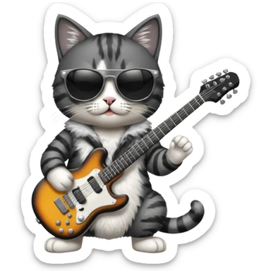 Cat playing electric guitar  sticker