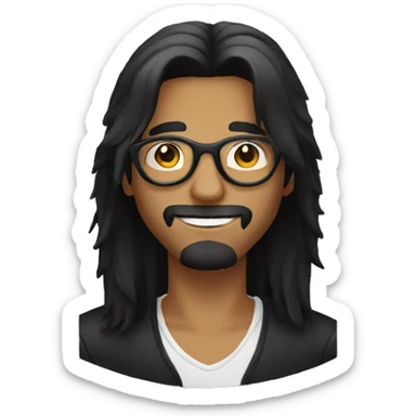 long black hair guy with circle eyewear sticker