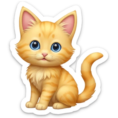 A cute cartoon yellow kitten sitting and wagging its tail. sticker